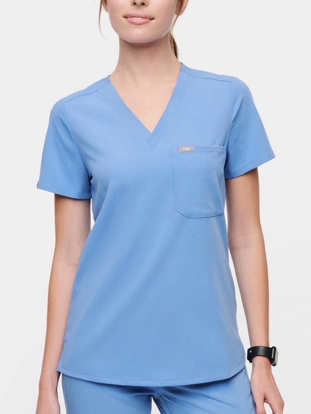 Figs Women’s Catarina Scrub Top, Ceil Blue, Large